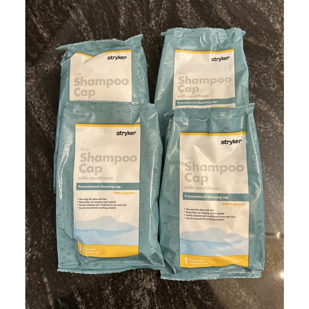 Stryker 7909 Sage Shampoo Cap w/ Conditioner No Rinse - LOT of 4 - NEW